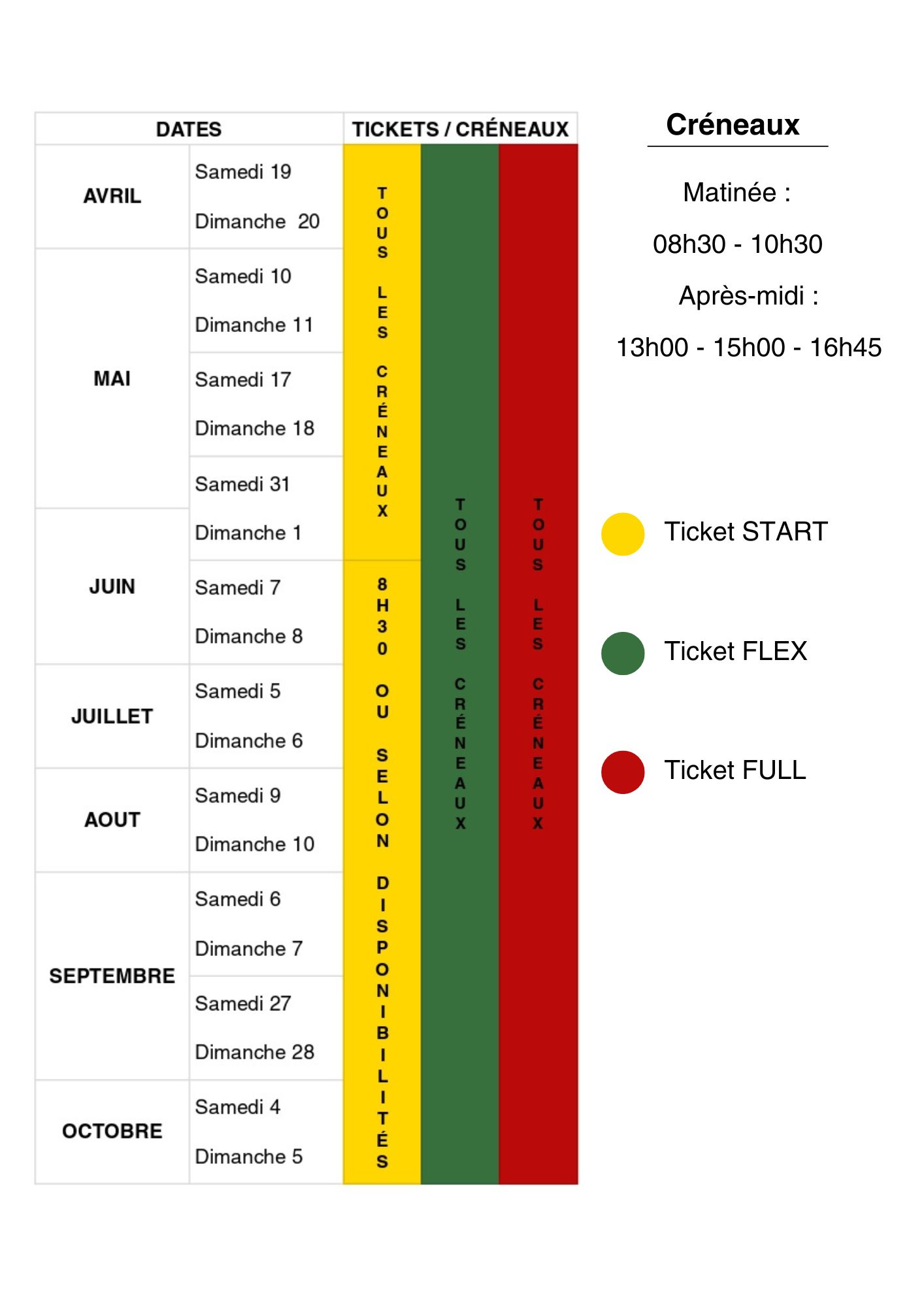 Calendrier Saison 2025